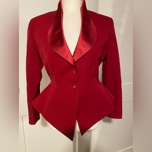 THIERRY MUGLER Vtg Red Peplum Sculptural Jacket Size 44